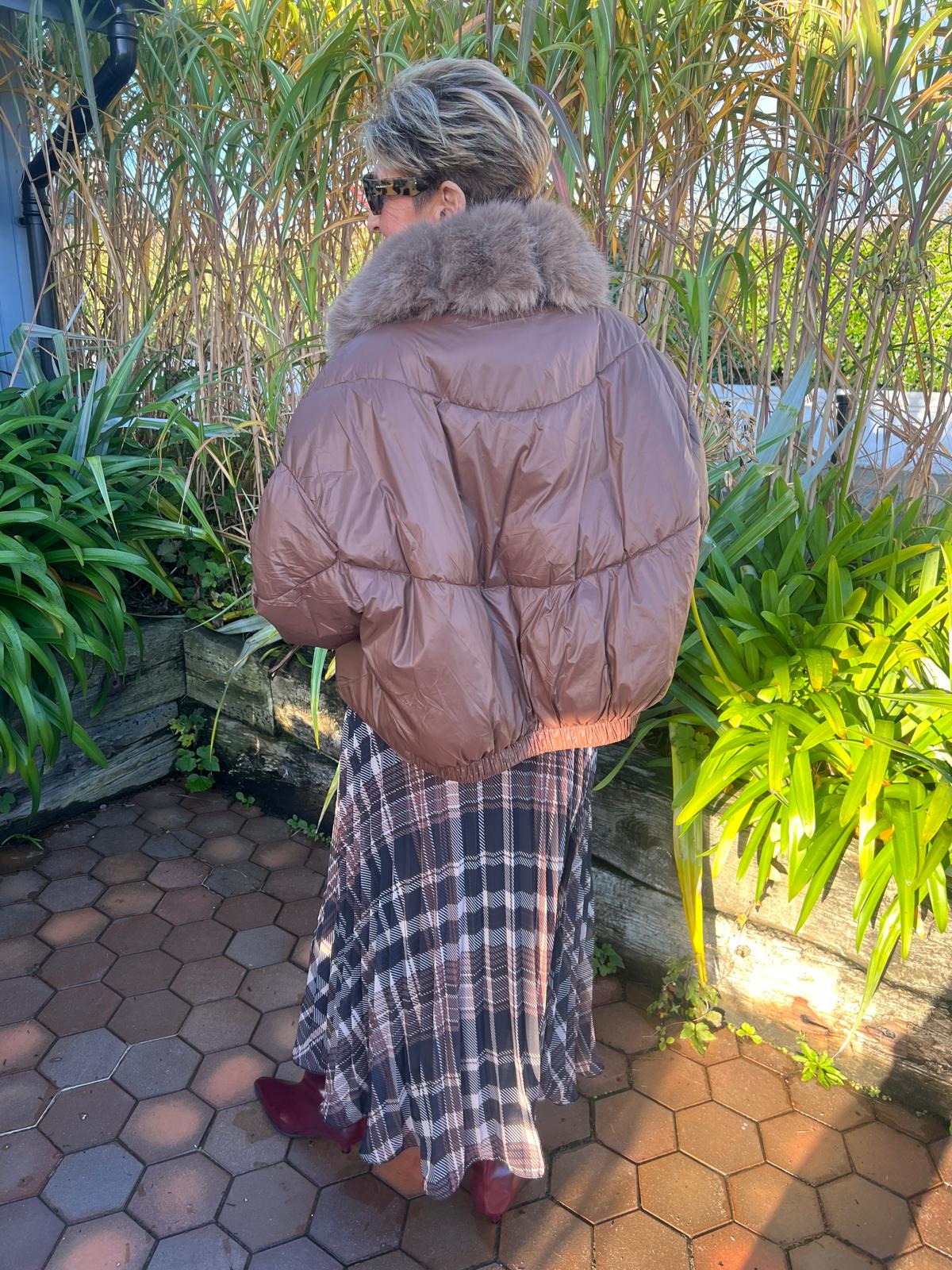 Pleated checkered skirt