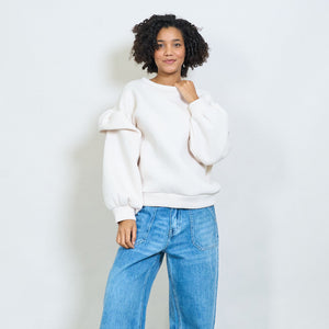 Oversized sweatshirt with bow sleeve