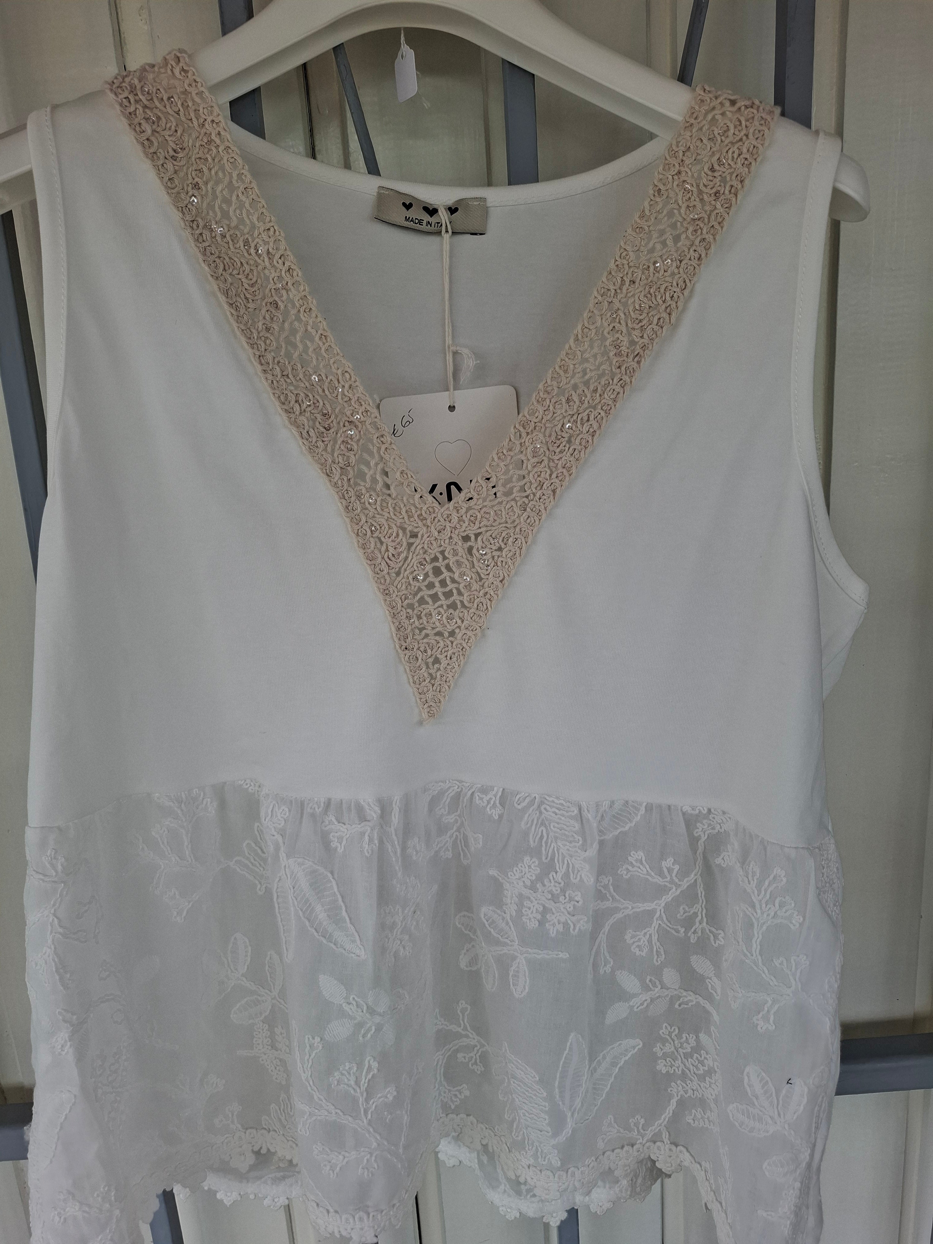 V neck lace trim top
