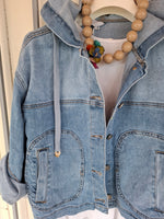Load image into Gallery viewer, Denim hooded jacket
