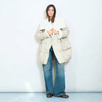 Load image into Gallery viewer, Oversized duck down double-breasted coat with faux shearling collar
