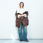 Load image into Gallery viewer, Oversized duck down double-breasted coat with faux shearling collar
