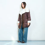 Load image into Gallery viewer, Oversized duck down double-breasted coat with faux shearling collar
