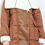 Load image into Gallery viewer, Oversized duck down double-breasted coat with faux shearling collar
