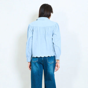 Scallop embroidered collar blouse