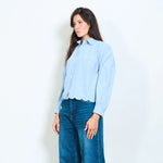 Load image into Gallery viewer, Scallop embroidered collar blouse

