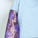 Load image into Gallery viewer, Contrast jacquard floral bell sleeve soft knit sweatshirt
