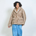 Load image into Gallery viewer, Short hooded faux fur teddy jacket- coming back soon
