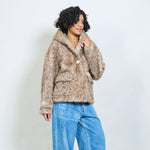 Load image into Gallery viewer, Short hooded faux fur teddy jacket- coming back soon
