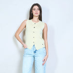 Load image into Gallery viewer, Minimalist knit button sleeveless top
