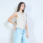 Load image into Gallery viewer, Minimalist knit button sleeveless top
