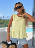 Load image into Gallery viewer, Sleeveless Top with Eyelet Embroidery Detail
